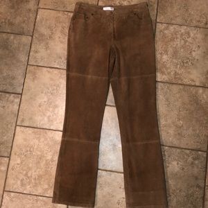 Isaac Mizrahi Genuine Leather lined boot cut pants